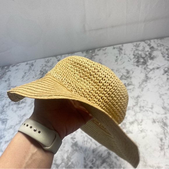 Beach Travel Cream / Tan Lightweight Packable 100% Paper Woven Wide Brim Hat - Picture 8 of 14
